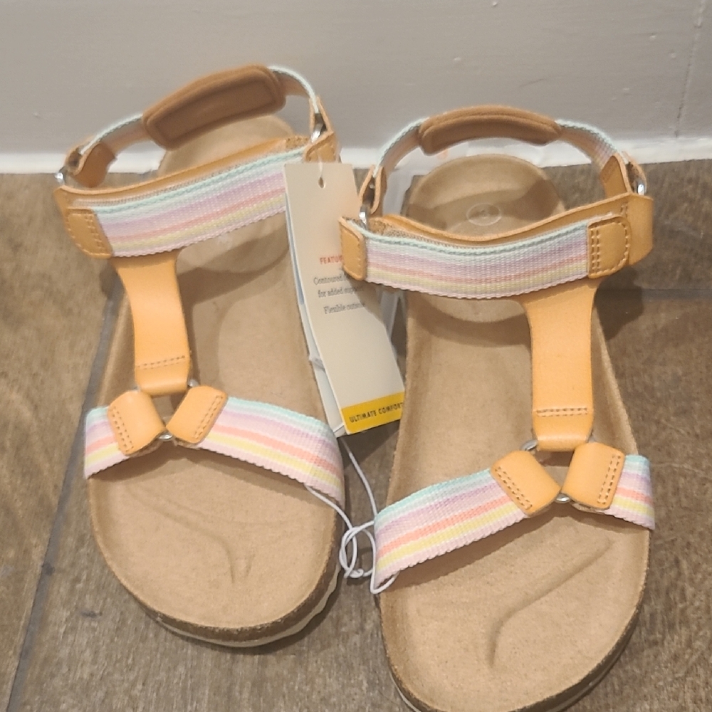 Cat & Jack Orange and Pink Sandals with Adjustable Ankle Strap